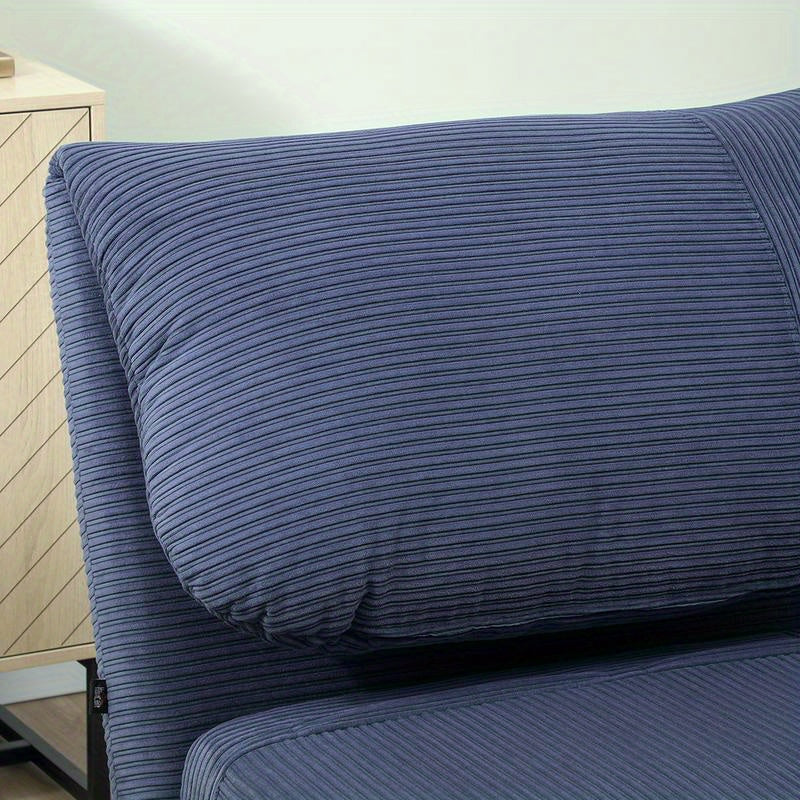 Modern Blue Adjustable Backrest Sleeper Sofa Bed with Plush Cushioning - Multifunctional Convertible Chair, Bed & Lounge Furniture, Easy Assembly, Durable Plastic/Wood/Metal Frame, Space-Saving Design for Small Spaces, Living