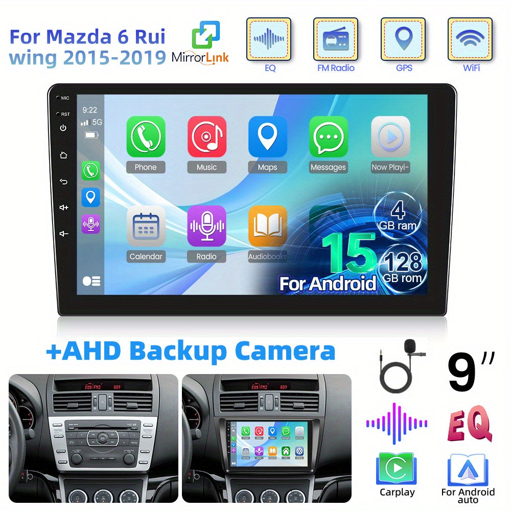 4+128GB Android 15 Autoradio – 2-DIN Multimedia Systeem – Touchscreen Navigatie Radio – Draadloos CarPlay Android Auto – 9 Inch HD Display – Achteruitrijcamera Inbegrepen