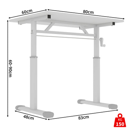 Zit Sta Bureau – Verstelbaar Bureau – Sta Bureau – Handmatig Verstelbaar – Kantoorbureau – Compact Formaat 60x100 cm – Stevige Dubbele Kolom