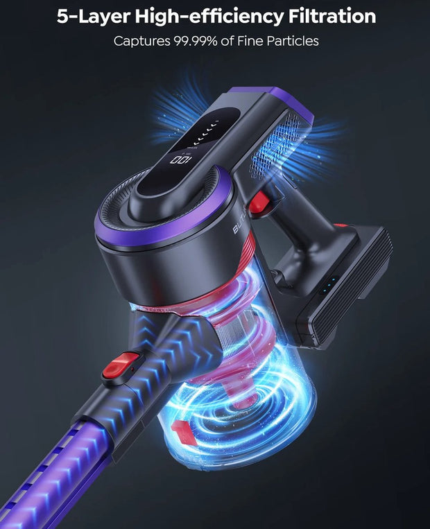 Stick vacuum cleaner - Stick vacuum cleaner cordless - Cordless vacuum cleaner - Touch display - Stick vacuum cleaner without bag - 450W