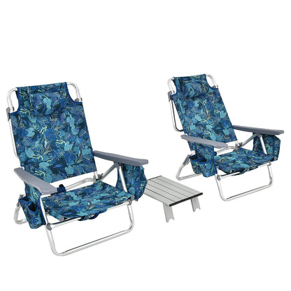Campingstoel – Kampeerstoel – Vouwstoel – Strandstoel – Visstoel – 3-delige Set Met Verstelbare Rugleuning & Inclusief Tafel – Lichtgewicht, Waterbestendig Marine