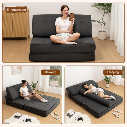 Vouwbank – Slaapbank – Sofa Bed – Bedbank – Slaapstoel – Wit Twin – Corduroy Fluwelen Bekleding – 18 cm Dikke Sponsvulling