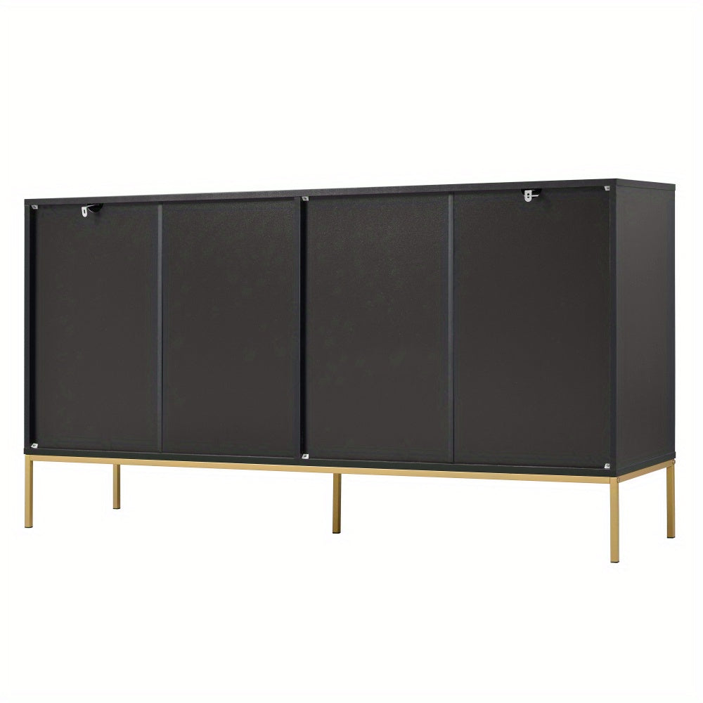 Dressoir – Dressoirkast – Ladekast – Opbergkast – Buffetkast – Zwart met Gouden Metalen Accenten – 150x80x40 cm – TV Meubel
