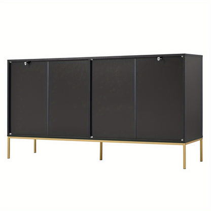 Dressoir – Dressoirkast – Ladekast – Opbergkast – Buffetkast – Zwart met Gouden Metalen Accenten – 150x80x40 cm – TV Meubel