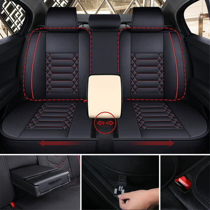 Full Set for SEAT Leon/Ibiza/Arona/Ateca/Tarraco/Cupra Formentor Car Seat Covers - PU Leather Fit Adjustable Front & Rear Seat Protectors with Cushioned Padding, All-Season Use, Compatible with Spanish/European car models