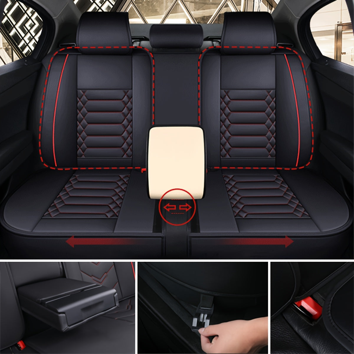 Full Set for SEAT Leon/Ibiza/Arona/Ateca/Tarraco/Cupra Formentor Car Seat Covers - PU Leather Fit Adjustable Front & Rear Seat Protectors with Cushioned Padding, All-Season Use, Compatible with Spanish/European car models