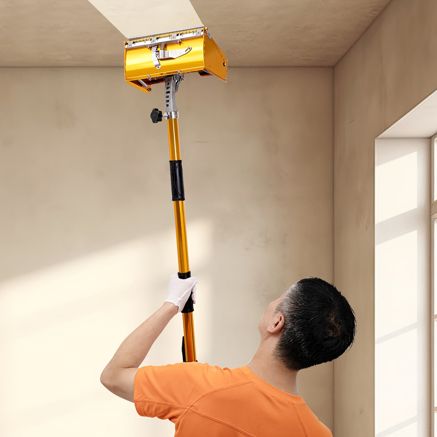 Verstelbaar Stucgereedschap – Afwerkspaan – Plamuurspaan – Pleisterspaan – Taping Tool – Aluminium Aluminium Alloy – Verstelbare Steel 102-163 cm – Lekvrije Putty Box 26 cm