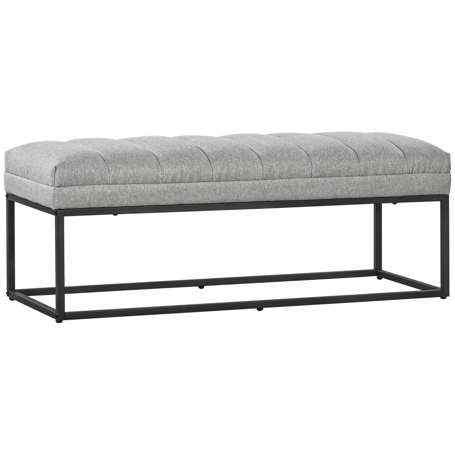 Opbergbank – Opbergkist – Zitbank – Schoenenbank – Lichtgrijs Linnen-Look – Draagkracht 200 Kg – Compact 120x44x45,5 Cm