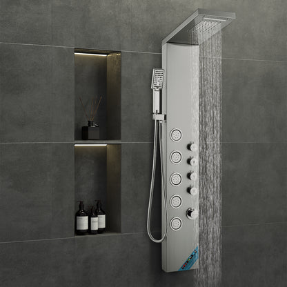 4-in-1 Douchepaneel – Doucheset – Regendouche – Massagejets – Handdouche – Roestvrij Staal – Extra Groot Bovenstuk – Anti-Kalk Sproeigaatjes