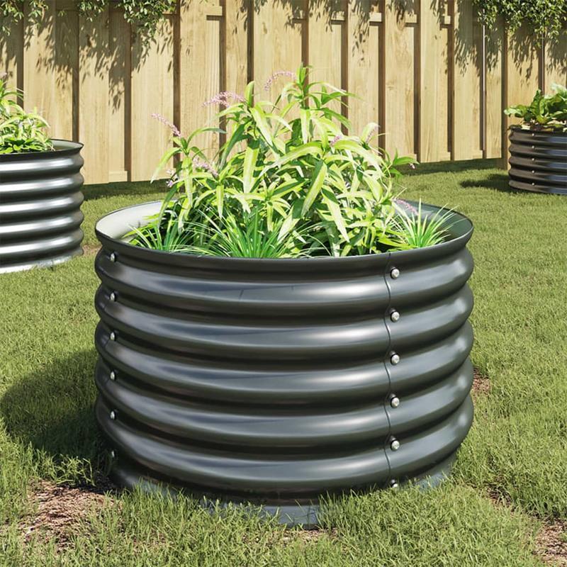Hoogtebak – Verhoogde Tuinbak – Plantenbak – Moestuinbak – Kruidenbak – Verzinkt Staal – 80x80x44 cm – Roestbestendig – Modern Grijs Design