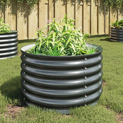Hoogtebak – Verhoogde Tuinbak – Plantenbak – Moestuinbak – Kruidenbak – Verzinkt Staal – 80x80x44 cm – Roestbestendig – Modern Grijs Design