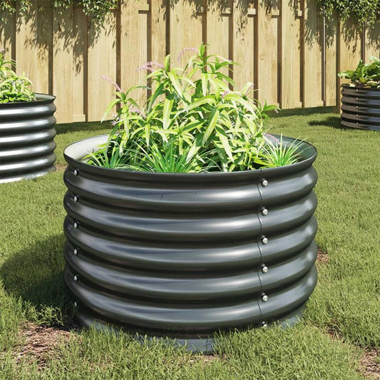 Hoogtebak – Verhoogde Tuinbak – Plantenbak – Moestuinbak – Kruidenbak – Verzinkt Staal – 80x80x44 cm – Roestbestendig – Modern Grijs Design