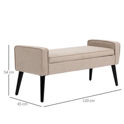 Opbergbank – Opbergbank – Zitbank – Opbergkist – Bankje – Linnen-Look Stof – 120x45x54 cm – Houten Pootjes – 120 kg Draagkracht
