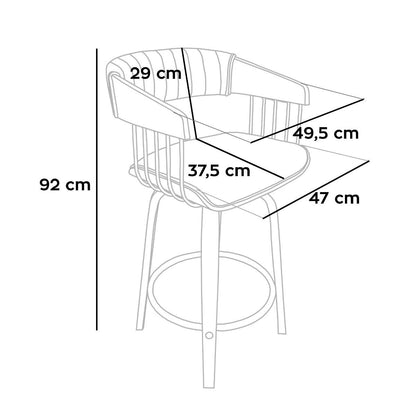 Barkrukken – Krukken – Barkruk Set – Barstoelen – Bistrostoelen – Set van 2 – Draaibaar Zitvlak – Multiplex Met Beige Stoffering