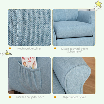 Kinderfauteuil – Kinderstoel – Kindersofa – Kinderbank – Relaxstoel – Verstelbare Rugleuning – Inclusief Voetensteun – Blauw – Compact 58x53x70 cm