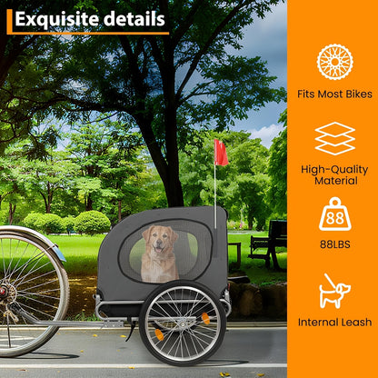 Hondenfietskar – Hondenkar – Fietskar – Hondenbuggy – Hondenaanhanger – Opvouwbaar – Geschikt voor Honden tot 40 kg – Stevig Stalen Frame – Quick Release Wielen