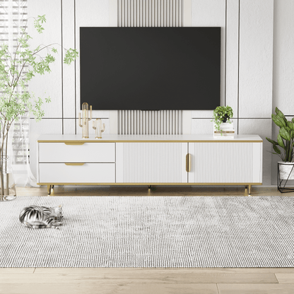 TV-kast – Tv-meubel – Mediameubel – Dressoir – Audiomeubel – Wit-Gouden Design – Krasbestendig Spaanplaat – 175 cm Breedte