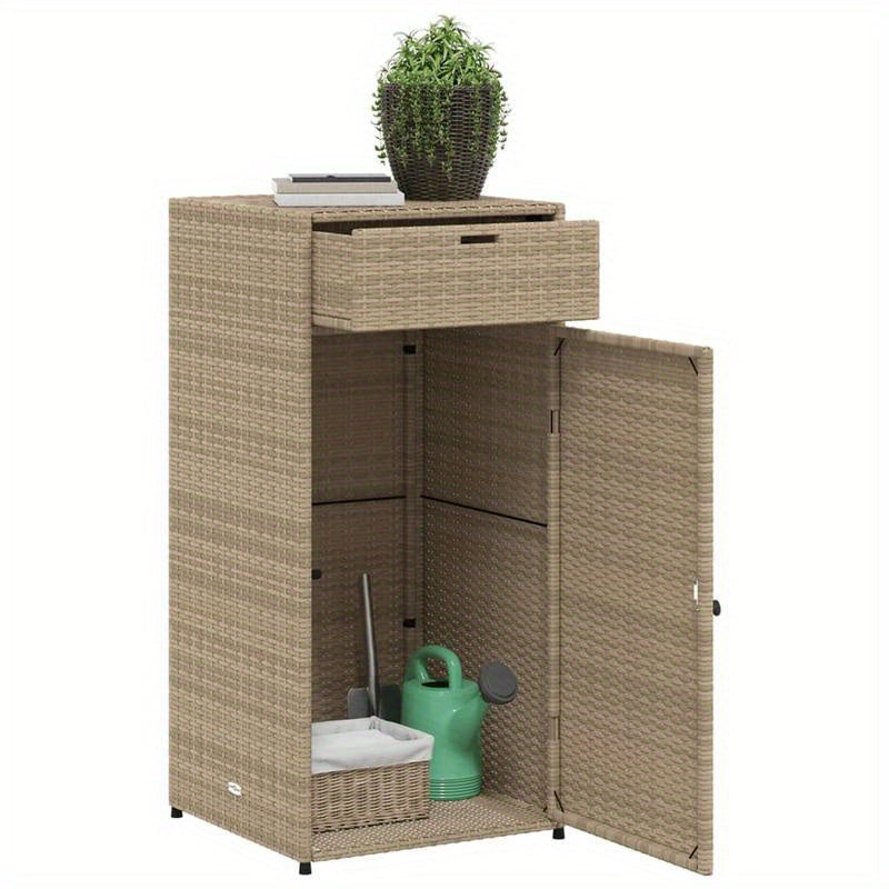 Tuinkast 55x55x111cm poly rattan beige, Box,Cabinet,Rack for Storage, Veranda Storage, Garage Storage, Contemporary Storage Solution, Weatherresistant Cabinet, Rattanstyle Cabinet, Diy Organizers, Homeowners