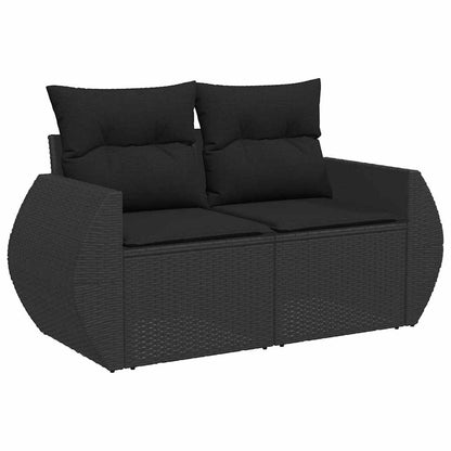 Tuinbank – Buitenbank – Loungeset – Tuinmeubel – Balkonbank – 5-zits – Handgevlochten Zwarte Rattan – Weerbestendige Kussens - Zwart