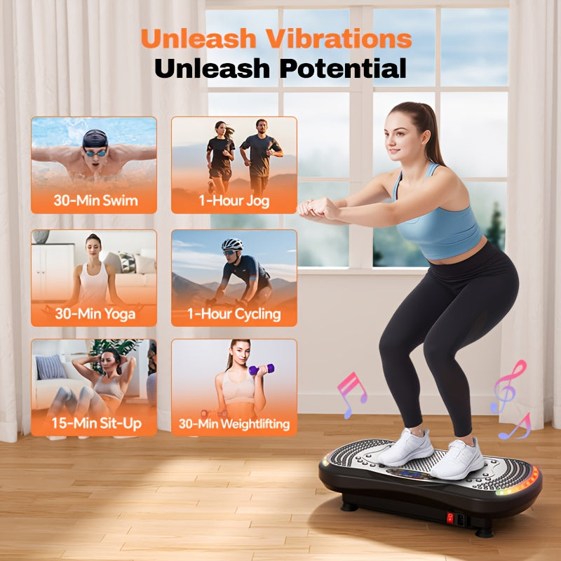 Trilplaat – Vibratieplaat – Vibrerende Fitnessplaat – Powerplate – Fitnessplatform – 7 Lichteffecten – Duurzaam ABS Materiaal