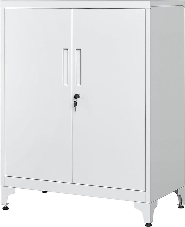 Kantoorkast - Archiefkast met Slot - Metalen Kast - Archiefkast Wit - 40 x 80 x 90 cm