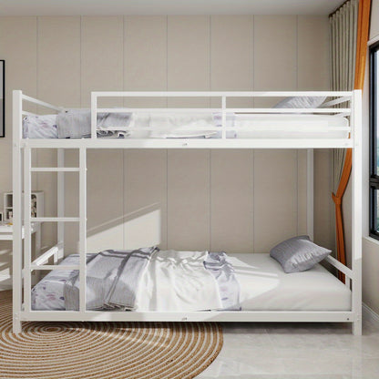 Metalen Stapelbed – Stapelbed Voor Tieners – Halfhoogslaper – Slaapbank – Opbergbed – Stevig Metalen Frame – Veiligheidshekken Bovenbed – Wit