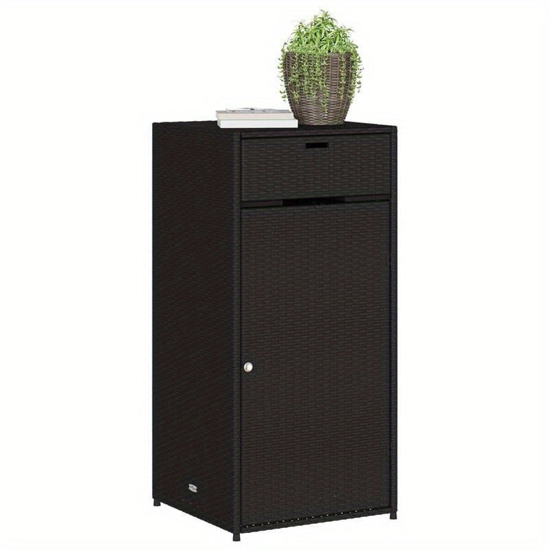 Tuinkist Opbergbox – Tuinkast Buiten – Tuingereedschap Kist – Tuinmeubel Kast Zwart – Poly Rattan – 55x55x111 Cm – Weerbestendig & Ruimtebesparend