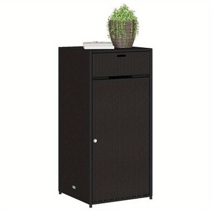Tuinkist Opbergbox – Tuinkast Buiten – Tuingereedschap Kist – Tuinmeubel Kast Zwart – Poly Rattan – 55x55x111 Cm – Weerbestendig & Ruimtebesparend
