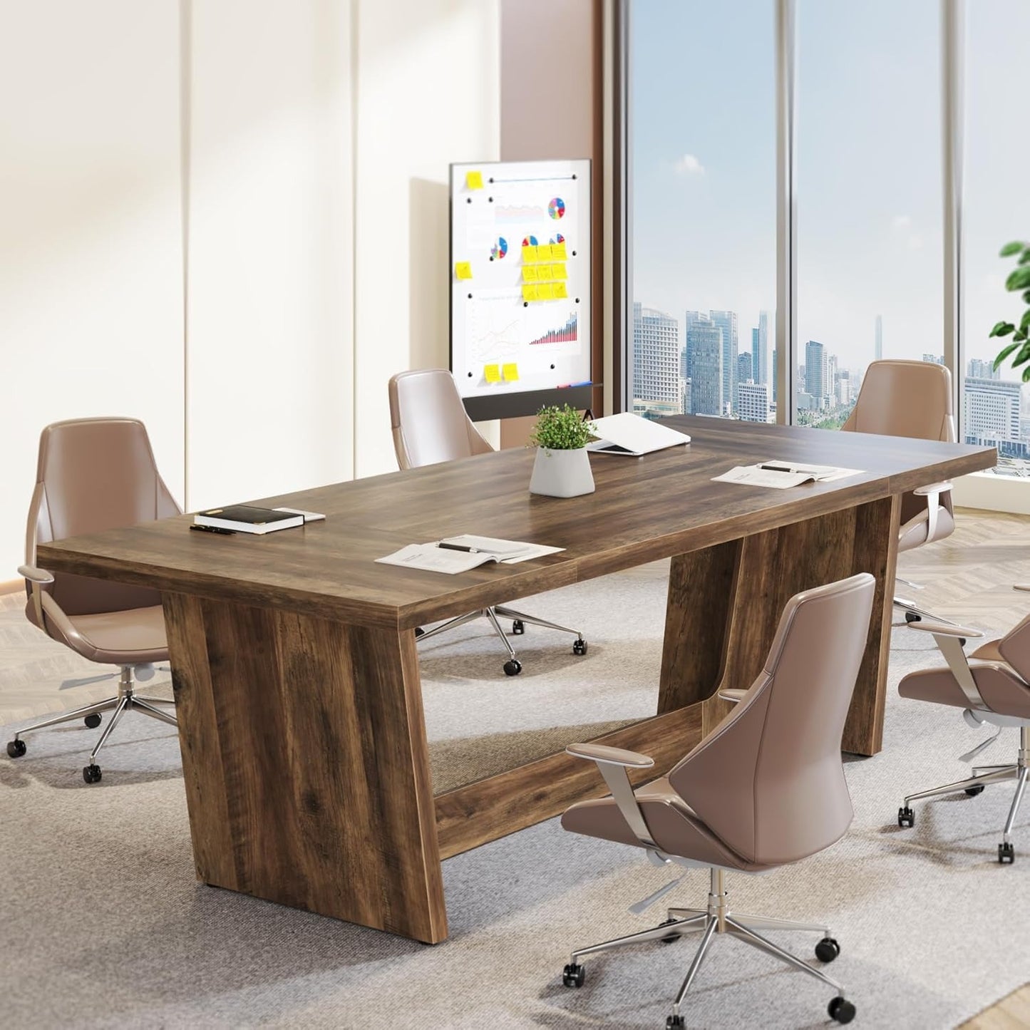 Bureau – Computertafel – Werkplek – Schrijftafel – Houten Bureau – Industrieel Design – 180x80 cm – Stevige Houten Constructie – Rustieke Bruine Afwerking