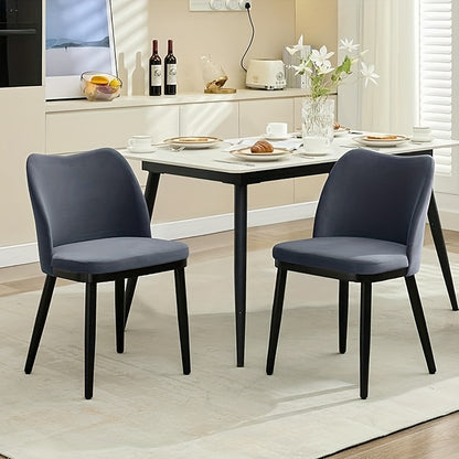 Set of 2 Modern White & Black Fabric Dining Chairs with Padded Seats & Legs - Heavy-Duty Bohemian Style Kitchen Table Chairs, Easy-Clean Upholstery for Home, Restaurant, Cafe (White/Black, Frame), Mid Century Modern, Space Sa