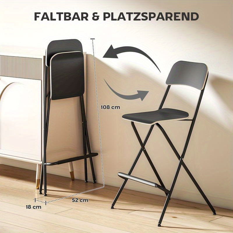 Barstoel – Barkruk – Keukenstoel – Counterstoel – Zwarte Barstoelen Set van 2 – Stevig Stalen Frame – Comfortabele Gevoerde Zitting