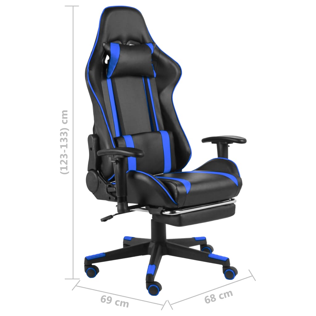Gamingstoel – Gamestoel – Gaming Chair – Game Stoel – Racing Chair – Ergonomische Hoge Rugleuning – Verstelbare Voetsteun Blauw