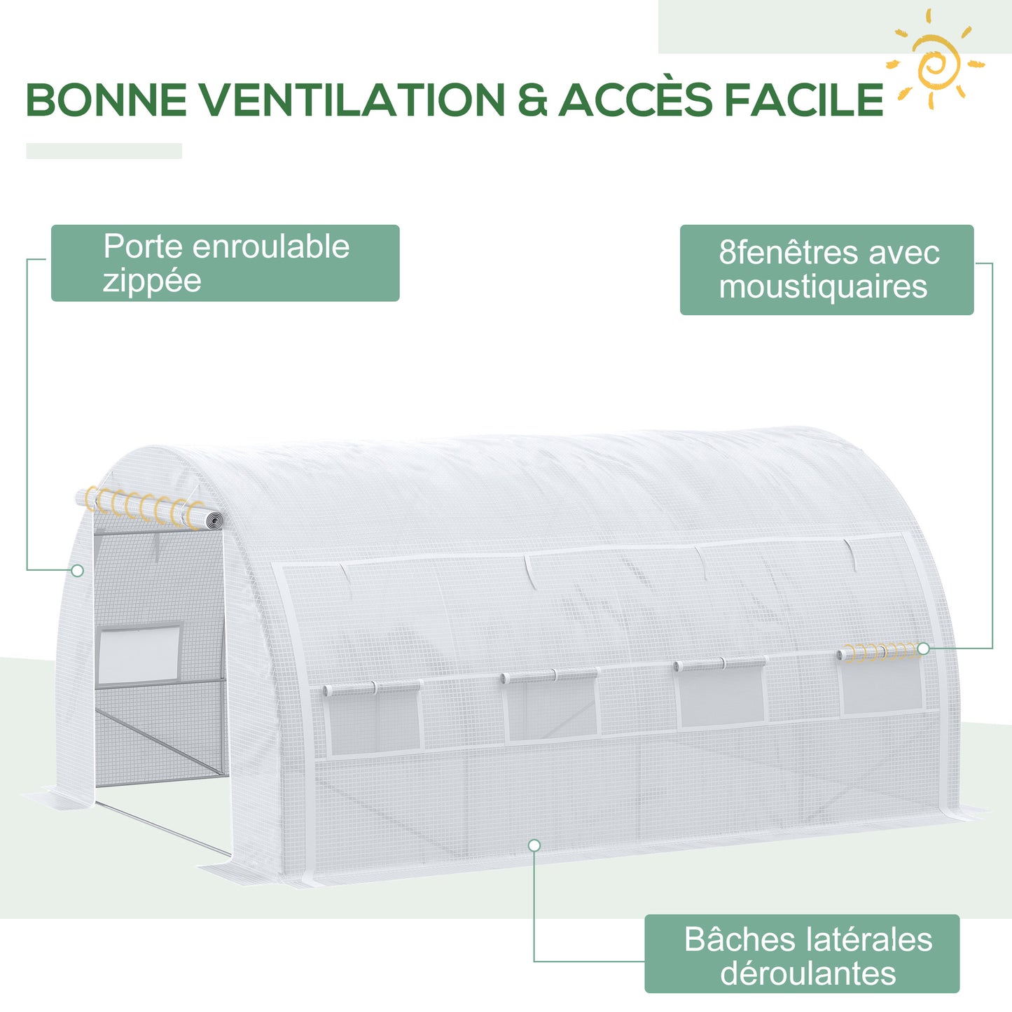Tunnelkas – Serre – Kweekkas – Groentetunnel – Tuinkas Zwart – 12 m² – Gegalvaniseerd Stalen Frame – UV-Bescherming PE Afdekhoes
