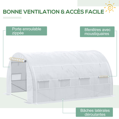 Tunnelkas – Serre – Kweekkas – Groentetunnel – Tuinkas Zwart – 12 m² – Gegalvaniseerd Stalen Frame – UV-Bescherming PE Afdekhoes