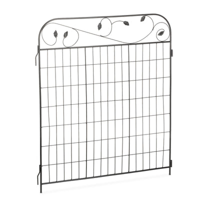 Tuinomheining – Tuinafscheiding – Tuinhek – Sieraad Voor Tuin – 4-Delige Set – Zwart Gecoat IJzer – 375 cm Lang