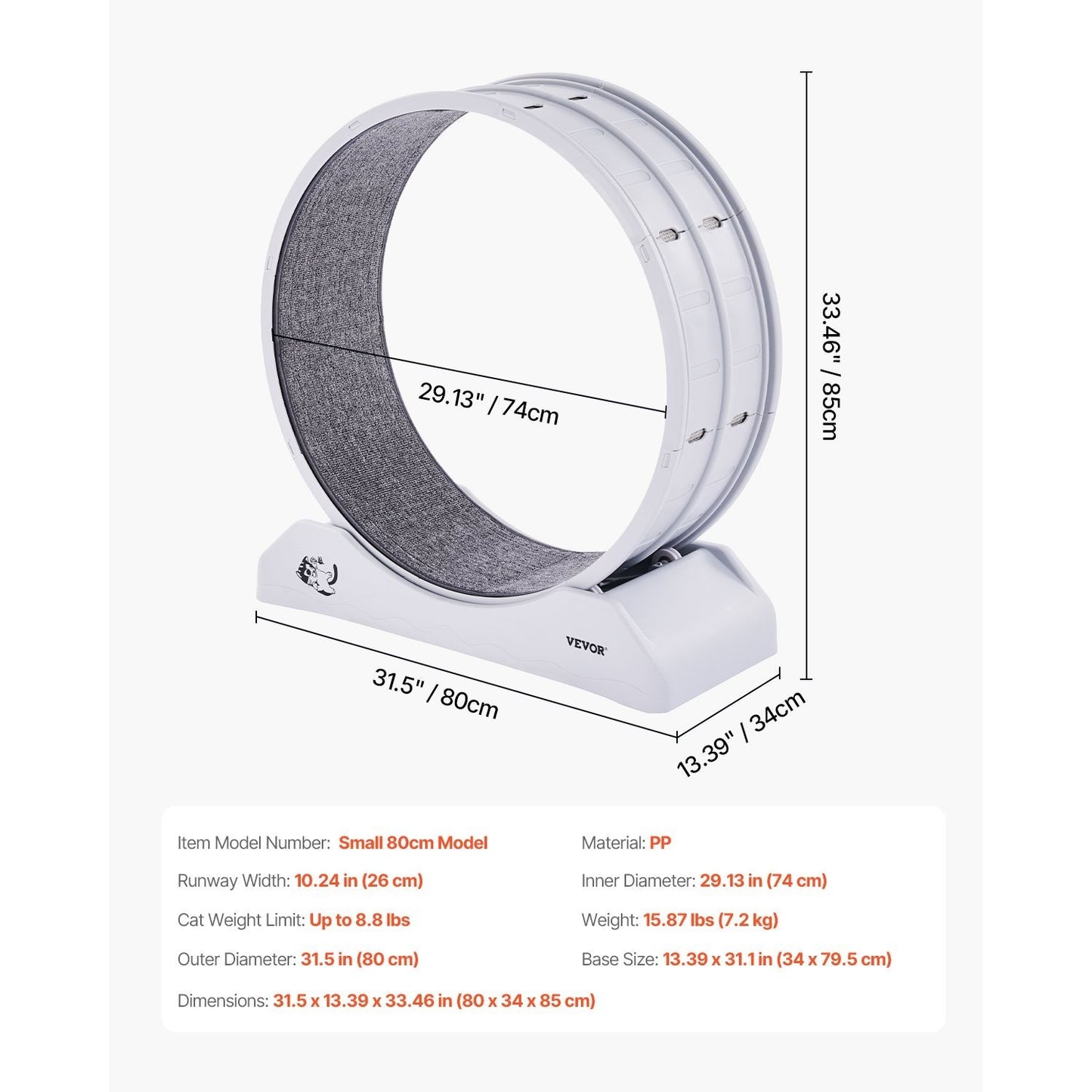 Kattenloopwiel – Kattenrad – Kattenrennrad – Kattenrennen – Kattenfitness – Groot 80 cm Diameter – Stil En Stabiel Ontwerp