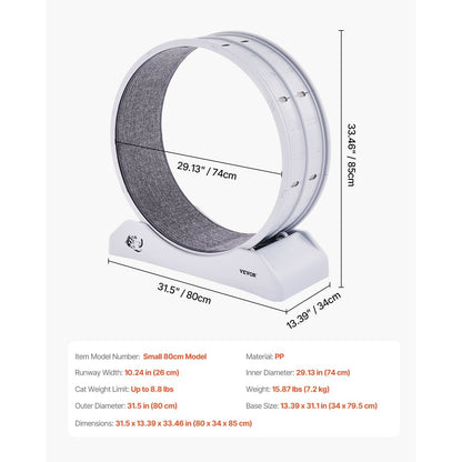 Kattenloopwiel – Kattenrad – Kattenrennrad – Kattenrennen – Kattenfitness – Groot 80 cm Diameter – Stil En Stabiel Ontwerp