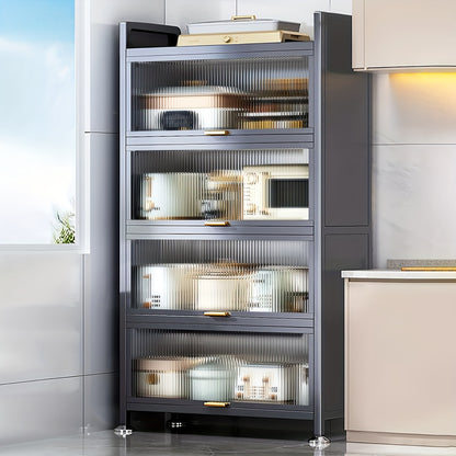 Keukenkast Organizer – Keukenkast Rek – Voorraadkast – Opbergrek – Keukenplanken – 5-laags Heavy-Duty Carbon Staal – Verstelbare Schuifladen Grijs
