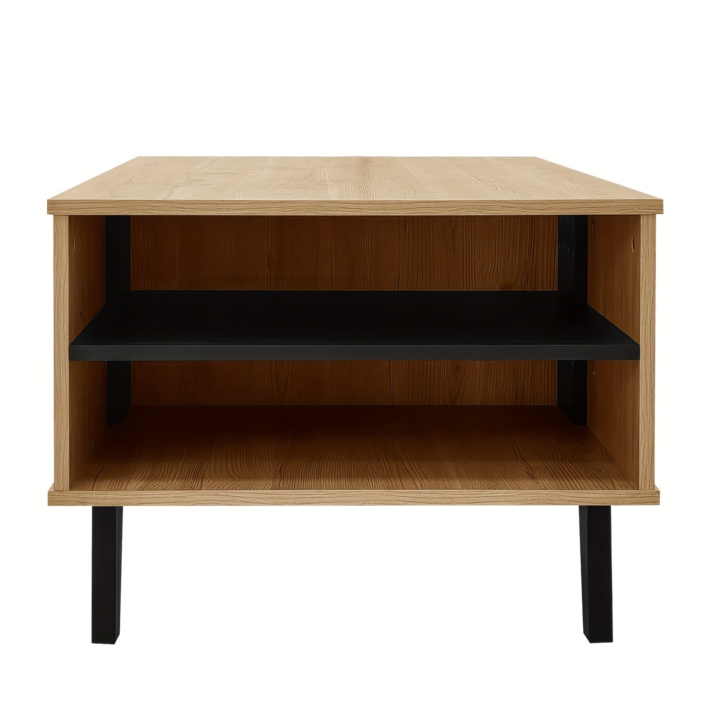 Salontafel – Koffietafel – Bijzettafel – Woonkamertafel – Tafel – Zwart – Metaal – Opbergplank en Lade – Direct Gebruiksklaar – Stevig & Duurzaam