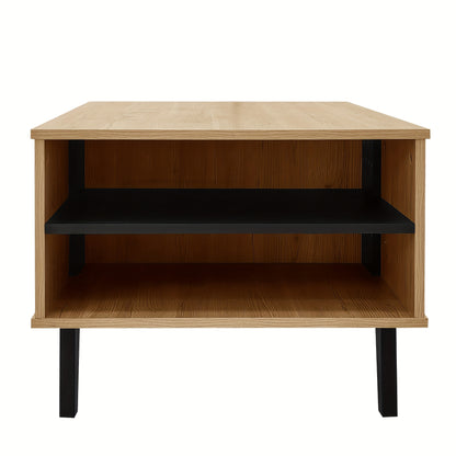Salontafel – Koffietafel – Bijzettafel – Woonkamertafel – Tafel – Zwart – Metaal – Opbergplank en Lade – Direct Gebruiksklaar – Stevig & Duurzaam
