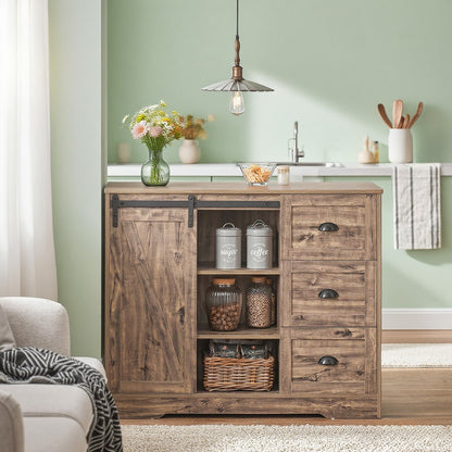 Keukenkast – Opbergkast – Buffetkast – Keukenonderkast – Dressoir – Industrieel Design – 110x50x90 cm – Met Flessenhouder