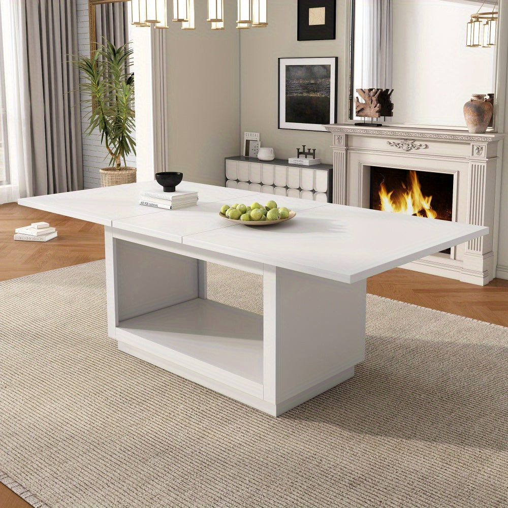 Uitschuifbare Eettafel – Eettafel – Uitklapbare Tafel – Inklapbare Tafel – Tafel Woonkamer – Wit – Ruimtebesparend Design – Stevige MDF Constructie