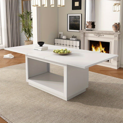 Uitschuifbare Eettafel – Eettafel – Uitklapbare Tafel – Inklapbare Tafel – Tafel Woonkamer – Wit – Ruimtebesparend Design – Stevige MDF Constructie