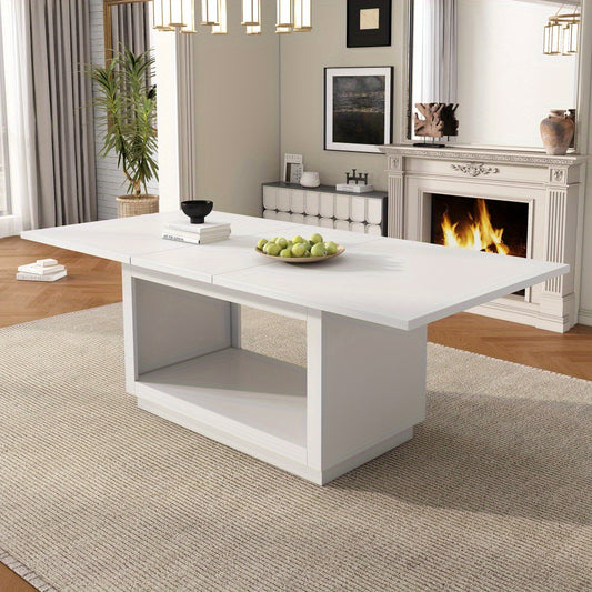 Uitschuifbare Eettafel – Eettafel – Uitklapbare Tafel – Inklapbare Tafel – Tafel Woonkamer – Wit – Ruimtebesparend Design – Stevige MDF Constructie