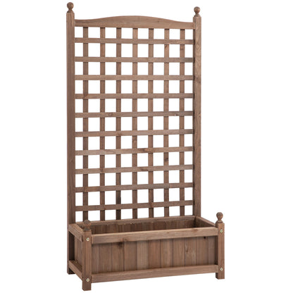 Bloembak – Plantenbak – Bloempot – Plantenbak Met Latwerk – Tuinbak – Houtlook – 64x28x120 cm – Inclusief Irrigatie-inzetstukken