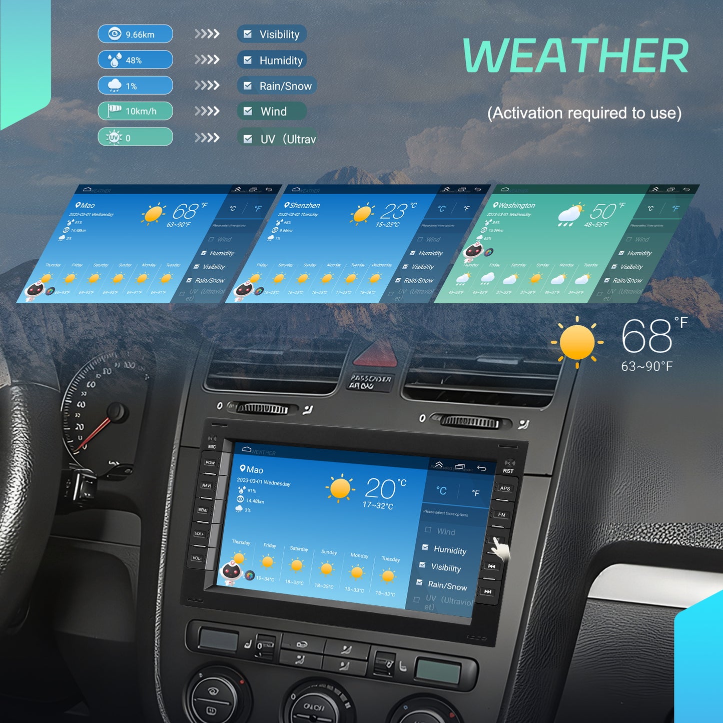 Multimediaspeler VW – Autoradio – Touchscreen Radio – Navigatiesysteem – Inbouw Radio – 7 Inch Scherm – Draadloze CarPlay & AHD Achteruitrijcamera