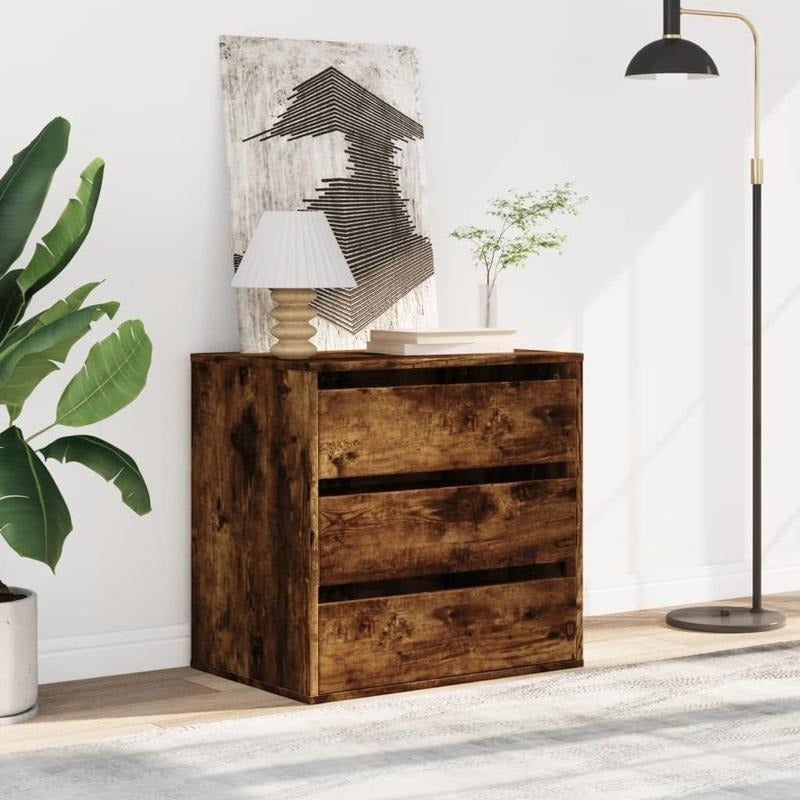 Modern Minimalist Solid Wood Storage Chest of Drawers with Lockable Mechanism - Dark Brown/ Smoke Oak Finish, 4-Drawer Heavy-Duty Floor Cabinet with Spacious Top, Easy Assembly for Bedroom, Living Room & Home Office Organizat