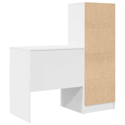 Desk with storage space with shelf 2pcs white 70 x 50 x 76cm Sleek exterior, ample storage space, sturdy and smooth, featuring a minimalist yet functional design., Study Table, Contemporary Desk, Modern Furniture, Robust Buil
