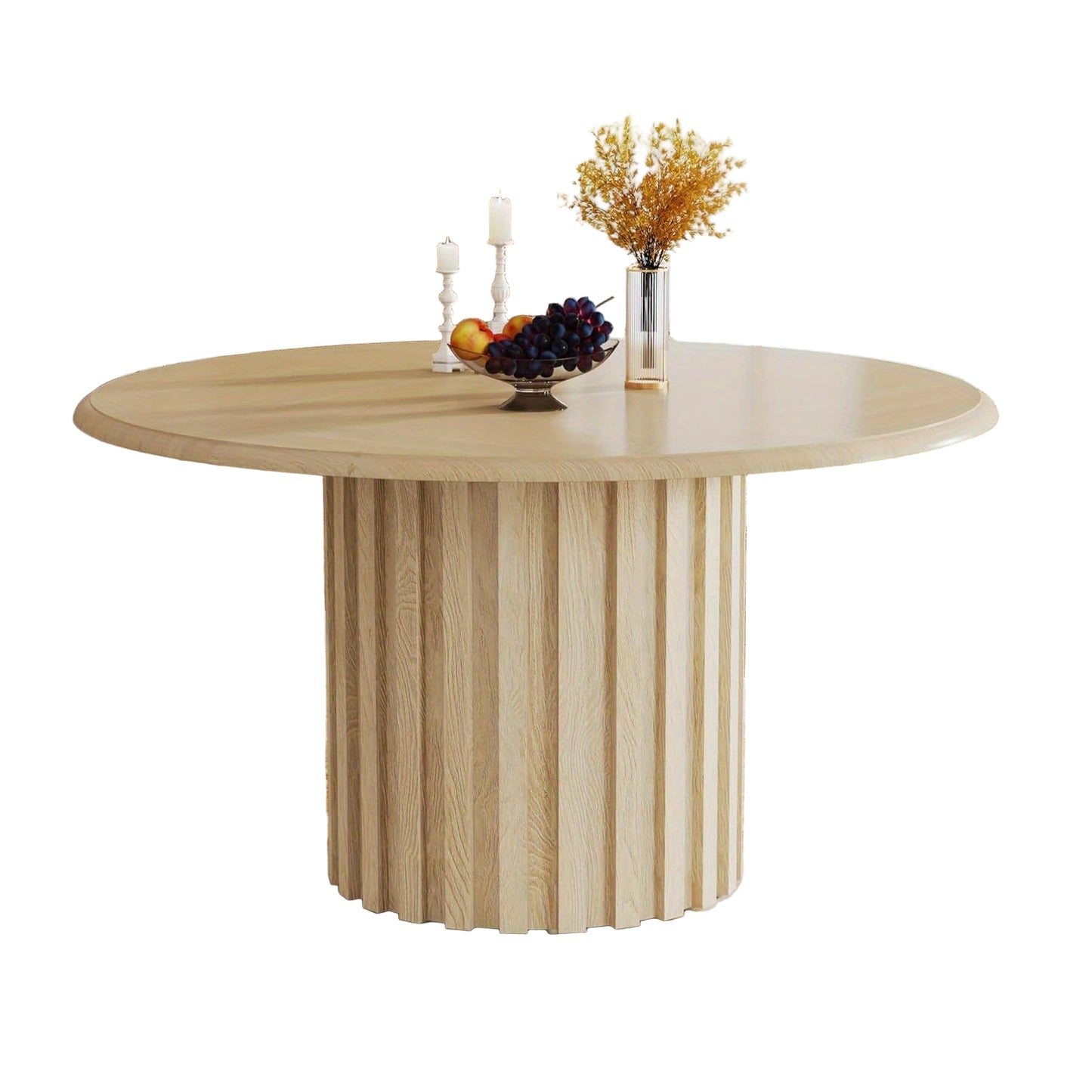 Ronde Eettafel – Eettafel Klein – Keukentafel – Tafel Rond – Eettafel 4 Personen – Natuurlijke Houtnerf – Compact 120 cm – Stevige Metalen Voet – Makkelijk Montaget