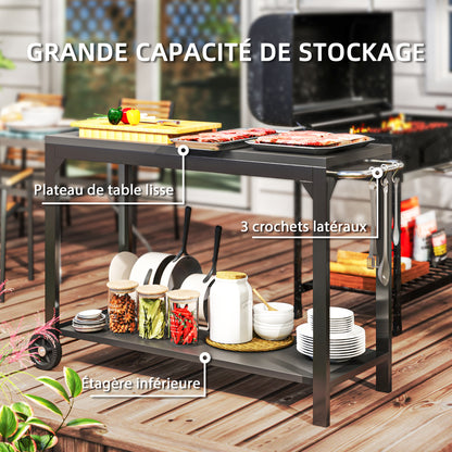 Tuinwagen – Tuinkar – Tuintrolley – Servierwagen – Bolderkar – Epoxy Gecoat Staal – Groot Werkblad 135x46x86 cm
